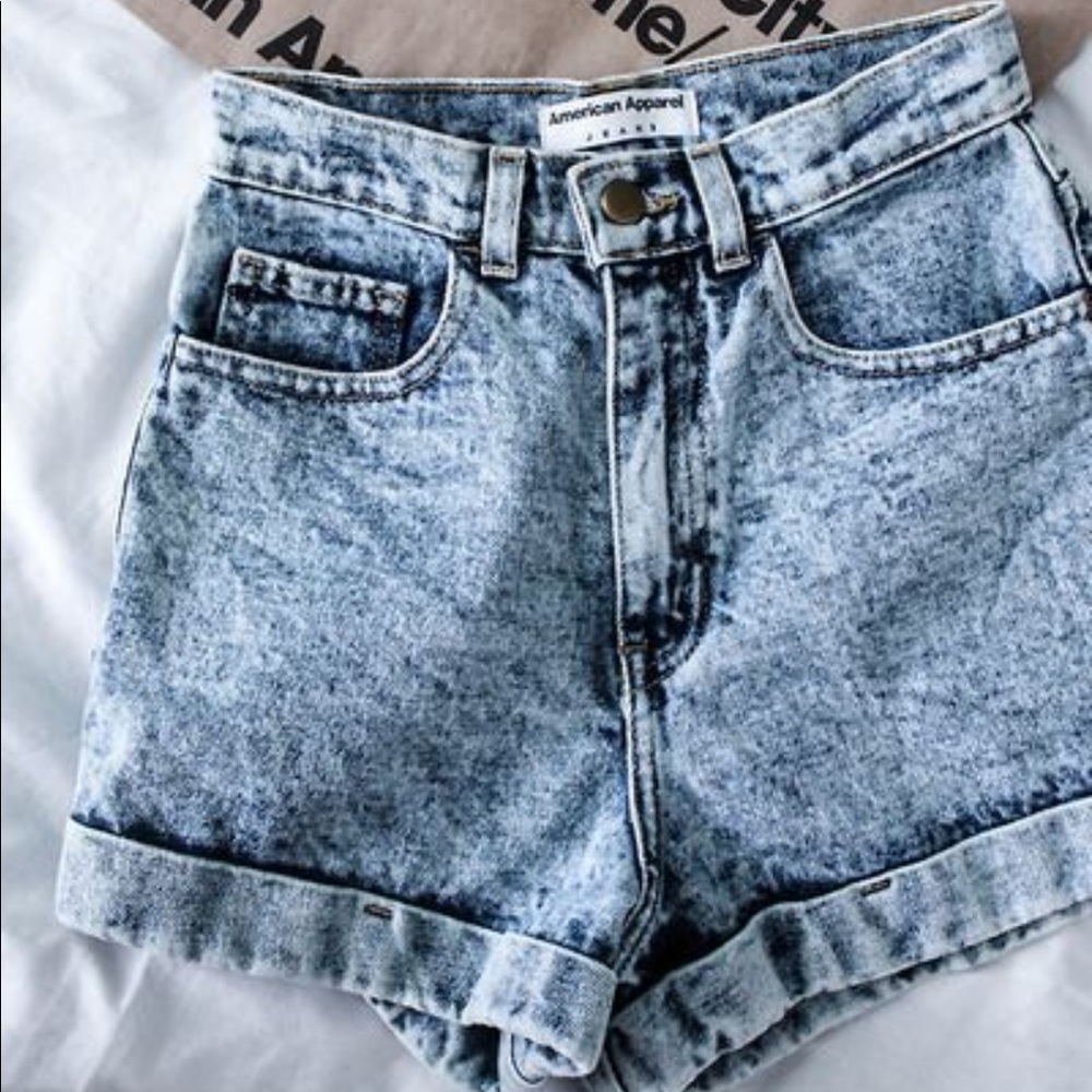 American apparel acid wash high waisted shorts
